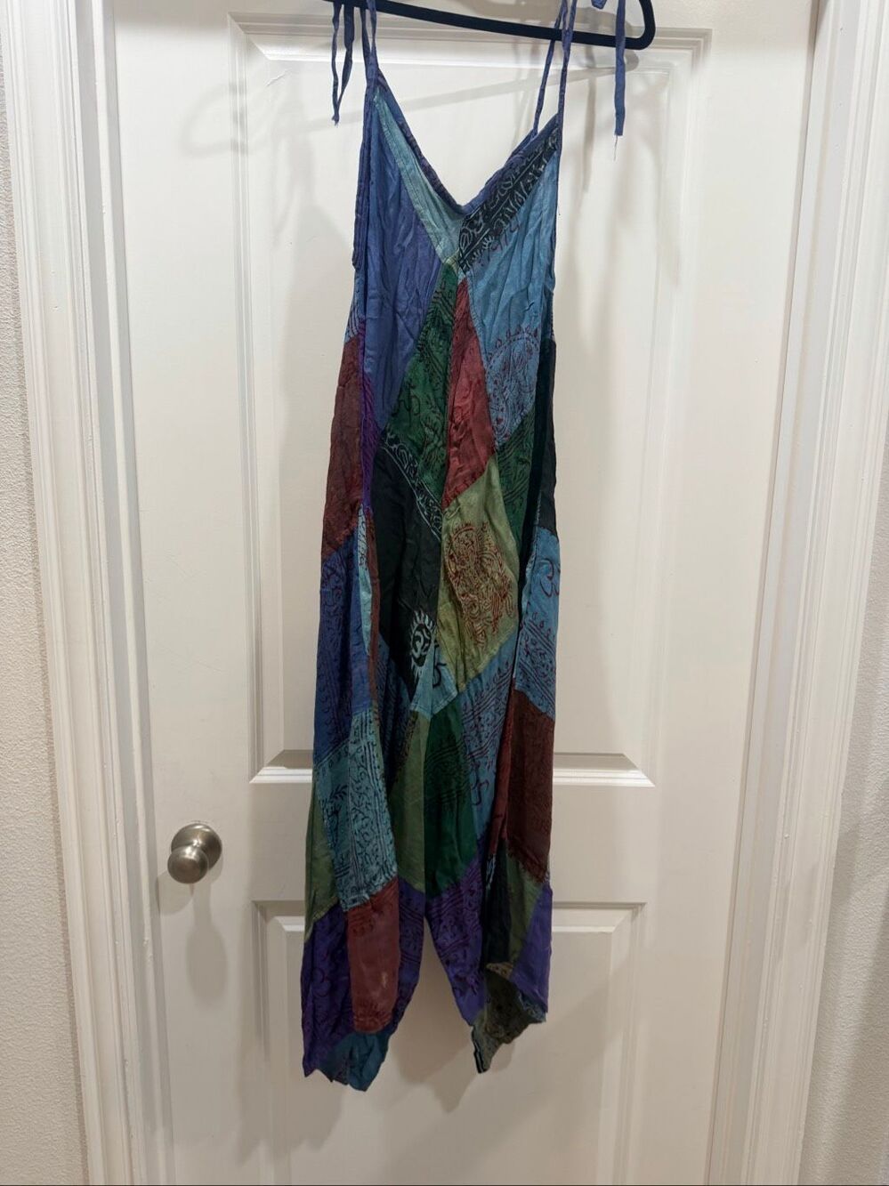 Boho Hippie Patchwork Cotton Jumpsuit Drop Crotch Harem Romper Festival S